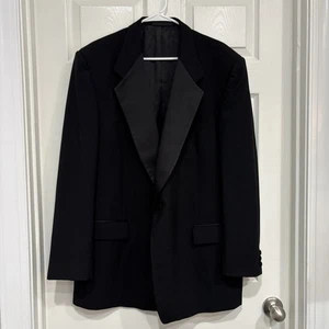 Vintage Monsieur by Givenchy Black Tuxedo Jacket Satin Lapel 100% Wool 46L / 48L - Picture 1 of 11