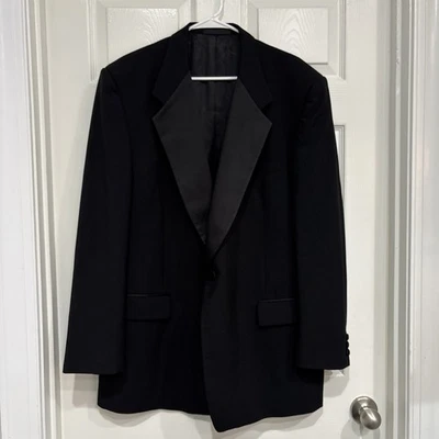 Vintage Monsieur by Givenchy Black Tuxedo Jacket Satin Lapel 100% Wool 46L / 48L - Image 1 of 4