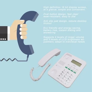(White)Coded Phone 4 Level Volume English Caller ID HD 16-bit Display Code Line - Zdjęcie 1 z 12