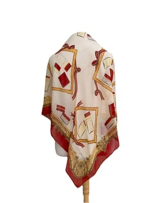 Dolce & Gabbana 33x32 Silk Scarf Made in Italy Red & Gold Print Minor Stain #A4 - Image 1 of 4