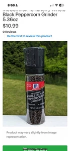 McCormick Tellicherry macina pepe nero intero 5,36 oz bavaglino 1/26 2 bottiglie - Foto 1 di 6