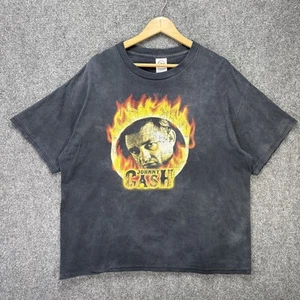 Vintage Johnny Cash Shirt Mens XL Black 90s Country Rock Music Flames Faded - Picture 1 of 7