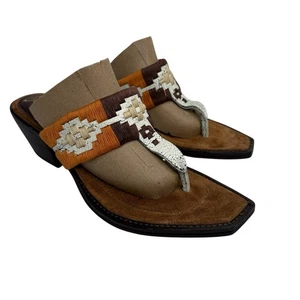 Sam Edelman Lola Western Cowgirl Keilabsatz Stiefel Absatz Sandale Suade bestickt 7 - Bild 1 von 13