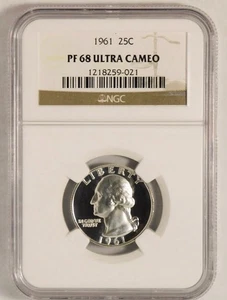 1961 Silver Washington Quarter High Grade! NGC Gem Proof 68 UC - Picture 1 of 2