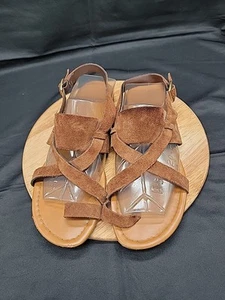 Sandalias Franco Sarto Gia Marrón Gamuza Tirantes Talla 8M - Imagen 1 de 10