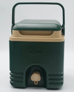 Vintage Igloo 1997 Beverage Cube Green & Tan 1 Gallon Cooler Jug with Spout USA - Picture 1 of 7