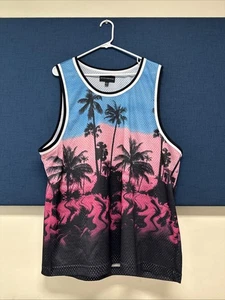 No Boundaries Pink Teal And Black Beach Jersey Tank Top Shirt Size XL - Bild 1 von 4