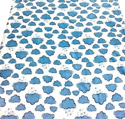 Baby Blanket by CUTIE PIE Blue Clouds White Sky Rain Stars Plush 30" x 36" - Image 1 of 4