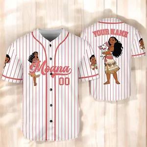 Personalized Princess Moana & Pua Simple Triped Baseball Jersey Shirt - Picture 1 of 3