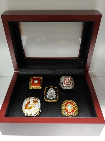 Cleveland - Championship 5 Ring Set With Wooden Display Box. LeBron Brown Feller Cover