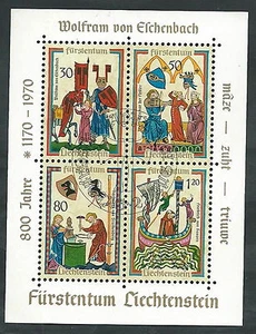 1970 LIECHTENSTEIN USATO FOGLIETTO WOLFRAM ANNULLO FDC - VA50 - Picture 1 of 1