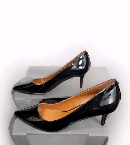 Scarpe da lavoro Coach usate in ottime condizioni in pelle verniciata tacco medio taglia 8 nere FG1479 classiche città