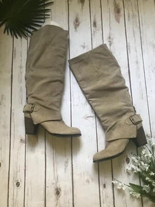 Nine West Vintage Collection Light Tan Suede Leather Knee High Boots 9 1/2 - Picture 1 of 7