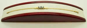 14K Yellow Gold Beautiful Cable Chain with Sapphire & Diamonds Bracelet GOLD2189 - Picture 1 of 3