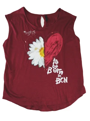 Camiseta Desigual Roja Adornada Ajustada Rojo Granate, Talla XL Foto 1 de 4