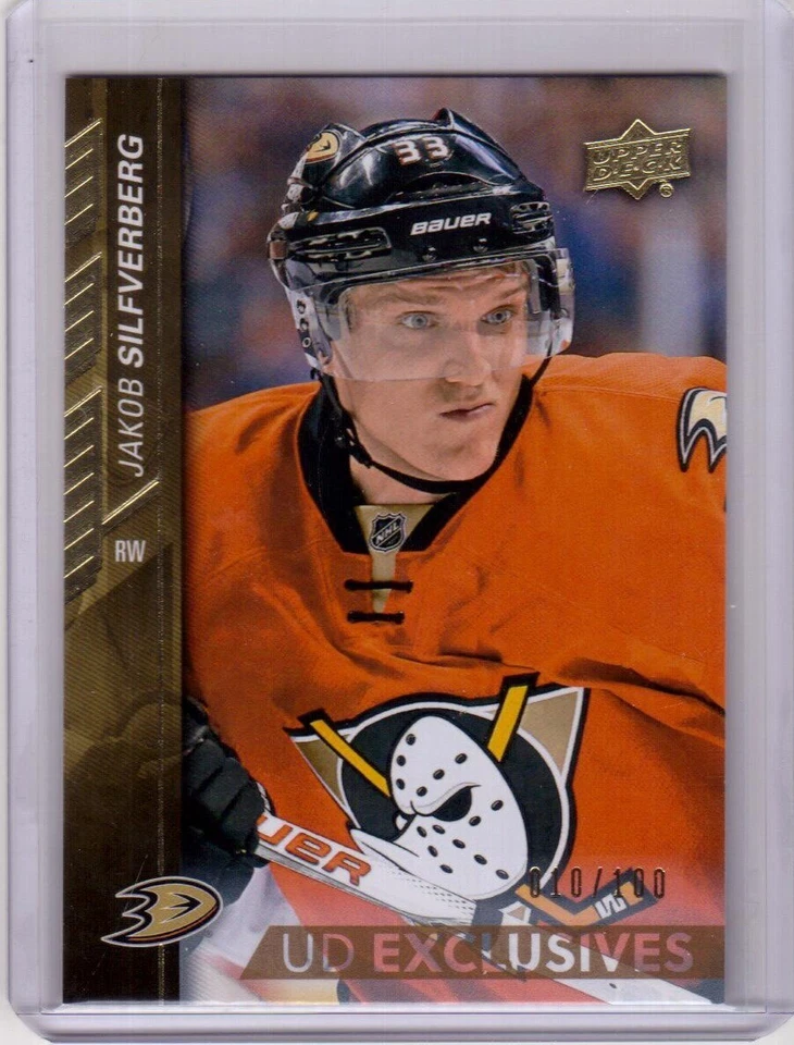JAKOB SILFVERBERG 15/16 Upper Deck 2 UD Exclusives Gold #010/100 #255 Ducks Card - Image 1 of 1