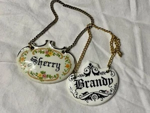 Vintage Keramik Dekanter Etiketten - Brandy & Sherry - Barware - Newhall China - Bild 1 von 8