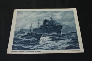Old Original Print Wk2 Color Print Photo A4 Troop Transport to Norway - Picture 1 of 7