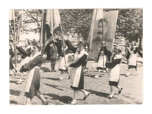 Soviet Russia Parade schoolgirls Stalin photo 1950s - Picture 1 of 2