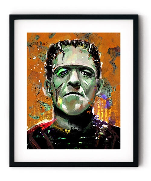 Arte de pared Frankenstein Monster, decoración de películas de terror, arte de películas de miedo, Halloween Foto 1 de 3