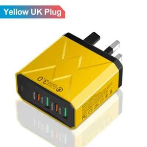 100W 2x USB-C Typ C 2x USB A Schnellladegerät UK 3 Pin leistungsstarker PD Adapter Stecker UK - Bild 1 von 5