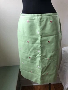 Brooks Brothers 346 Falda Verde Bordada Paraguas Silla Playa Talla 8 - Imagen 1 de 8