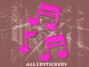 Adesivo Resinato Effetto 3D Note Musicali - Colore Rosa 110x95 mm. - Foto 1 di 1