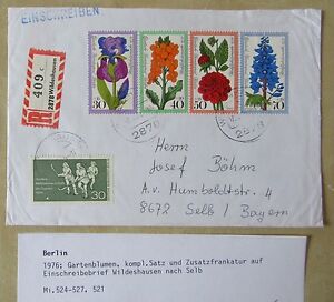 1976 Gartenblumen Marken Satz auf Einschreiben Brief ab Wildeshausen R-Zettel