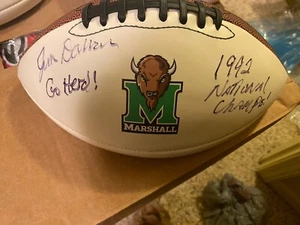 Jim Donnan Signed Marshall Thundering Herd Football W/ 1992 National Champs Insc - Picture 1 of 13