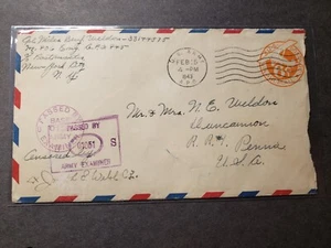 APO 845 BORINQUEN FIELD, PUERTO RICO 1943 Censored Army Cover 806 ENGINEERING - Picture 1 of 2