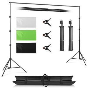2.6x3m Fotostudio Hintergrundsystem Teleskop Hintergrund Stativ Set Mit Tasche - Bild 1 von 10