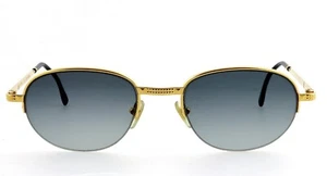 Vintage BOUCHERON BC175 10 53mm Gold Half-Rim Sunglasses France Unisex - Picture 1 of 6