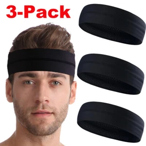 3PCS Men Women Stretch Sports Headband Stretch Yoga Gym Hair Band Wrap Sweatband - Picture 1 of 12