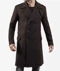 Men’s Double-Breasted Chocolate Brown Wool Coat XL - Picture 1 of 7