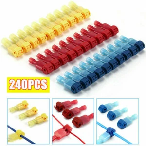 240 Pcs T-Tap Electrical Wire Crimp Terminals Quick Splice Cable Connectors Kit - Picture 1 of 12