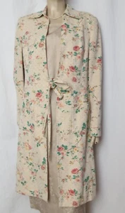 Laura Ashley Mantel 36 38 creme rosa geblümt Leinen Baumwolle Hochzeit vintage - Bild 1 von 9