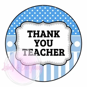 Thank You Teacher Blue Stripes Stickers Party Sweet Cone Bags School Leaver - Picture 1 of 1