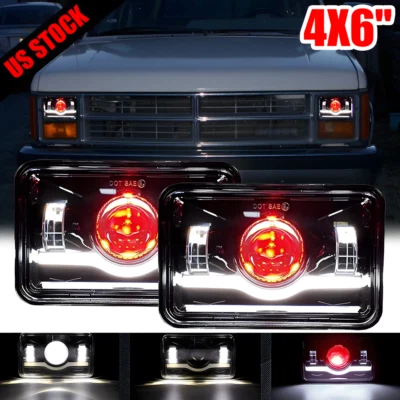 Par de faros LED 4x6" haz sellado alto/bajo DRL para camioneta Dodge Dakota 1987-1995 Foto 1 de 4