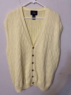 IVY CREW CABLE TEJIDO BOTÓN DELANTERO CHALECO PREPPY GOLF ELEGANTE MOD VESTIDO DE CADERA INFORMAL XL Foto 1 de 4