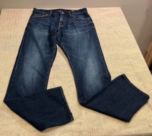 The Jean Shop Jeans Men 33 Blue Medium Mick Selvedge Slim Straight Whiskered - Picture 1 of 9