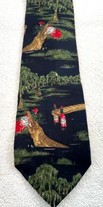 VTG 1990s TABASCO & Alligators Crocodiles Silk Art Tie NeckTie 4"w - Picture 1 of 3