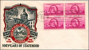 Scott 927 3 Cents Florida Staehle FDC Multicolored Erased Addr Blk Planty 927-18 - Picture 1 of 2