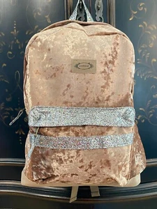 $50 Joyfolie Party Time Crushed Velvet Glitter Backpack | Taupe - Picture 1 of 16