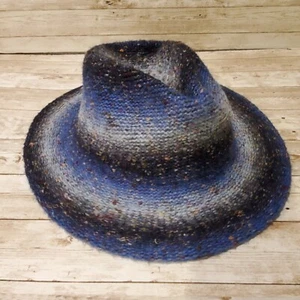 Urban Outfitters Knitted Ombre Blue Pinch Dent Fedora Adjustable Hat Size OS - Picture 1 of 8