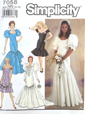 1990's Simplicity Misses' Brides',Bridesmaid Dress Pattern 7058 Size 10-16 UNCUT - Image 1 of 2