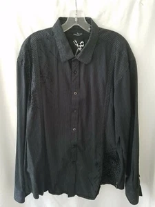 Men's Marc Ecko XXL cut sew LS  button up shirt black tiny white stripes. Cotton - Picture 1 of 10