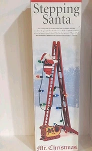 Vintage Mr. Christmas Stepping Santa Kletterleiter Lichter spielt 15 Weihnachtslieder. 2004 - Bild 1 von 6