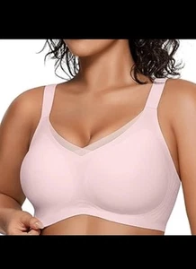 Bequemer Bralette Stütz-BH Damen ohne Bügel V Mesh Größe 3XL ROSA - Bild 1 von 10
