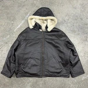 Wilsons B-3 Sherpa Lined Hooded Leather Bomber Aviator Flight Jacket Adult 3XL - Picture 1 of 12