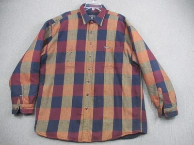 Camisa tallada con volantes para hombre 2XLT azul rojo franela a cuadros forrada de lana abotonada al aire libre Foto 1 de 4